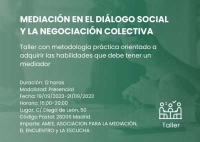 Mediación en el diálogo social y la negociación colectiva (sept 2023)